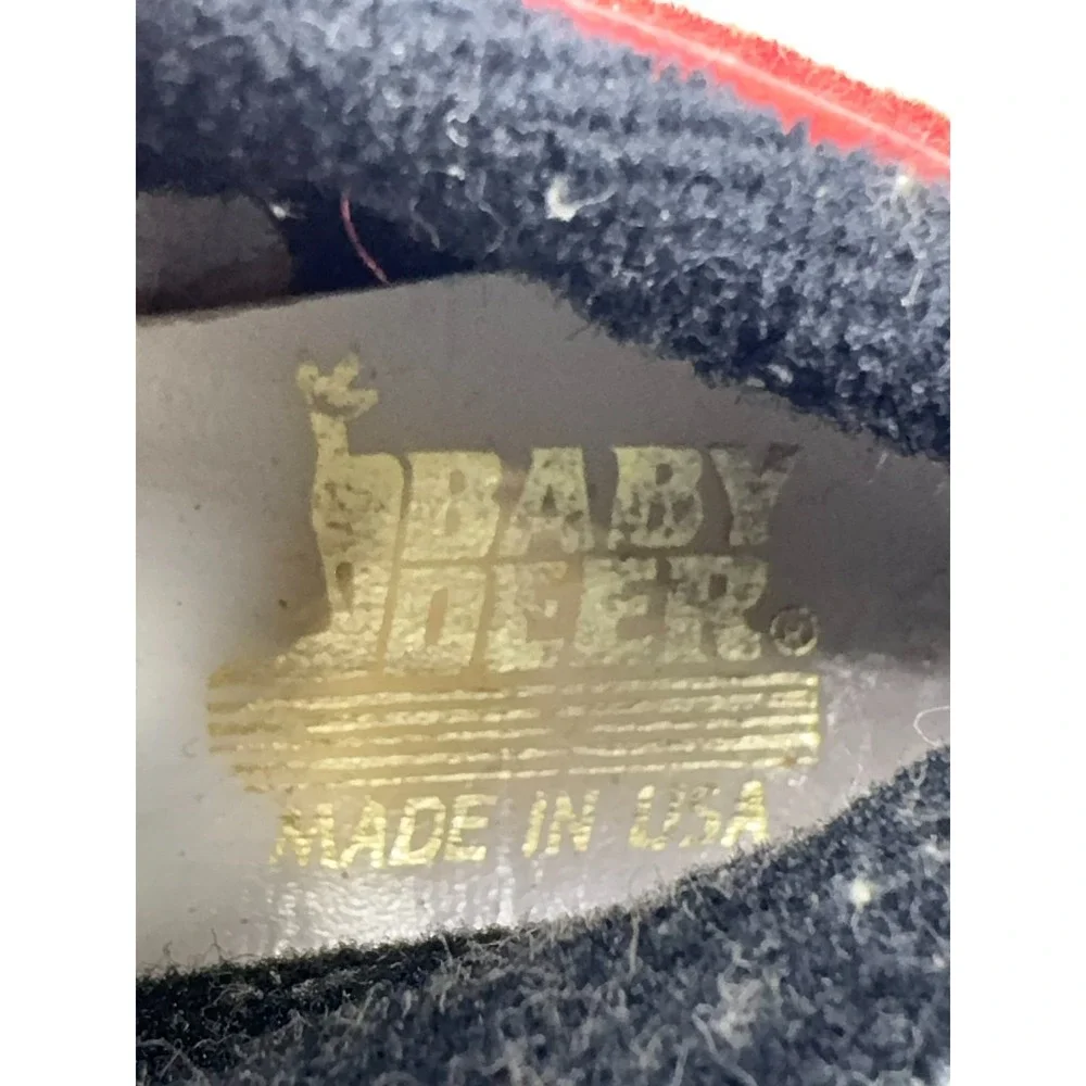 Vintage 80s Baby Deer x McKids Walking Shoes Infant Size 3 1/2 D Red Leather USA